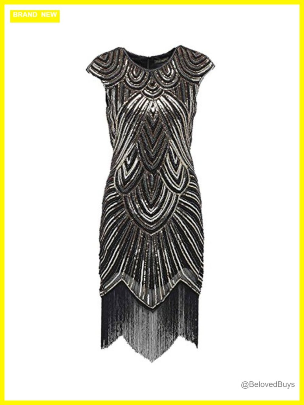 Sequined Beaded Fringed 1920s Flapper Dress